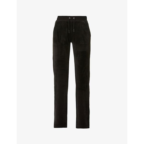 Juicy Couture Logo-embroidered straight-leg mid-rise velour trousers