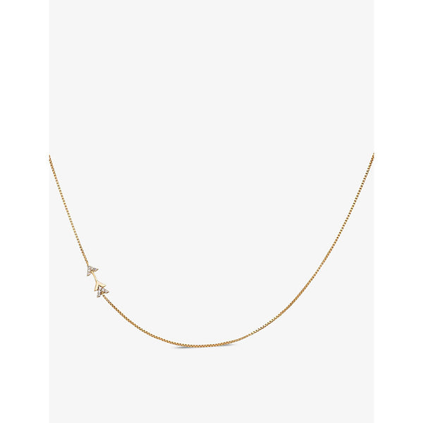 Rachel Jackson Arrow mini 9ct yellow-gold and 0.00475ct round-cut diamond necklace