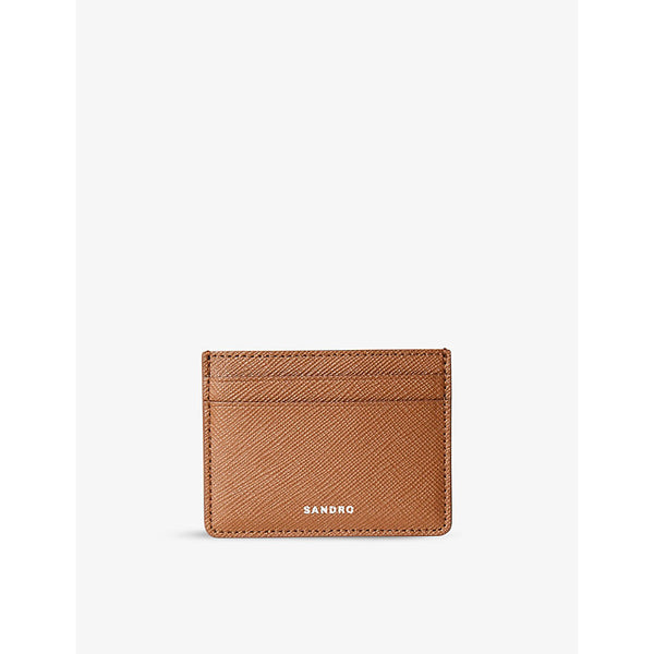 Sandro Logo-embossed textured-leather card holder | Sandro