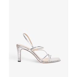 Sandro Faye metallic leather heeled sandals | SANDRO