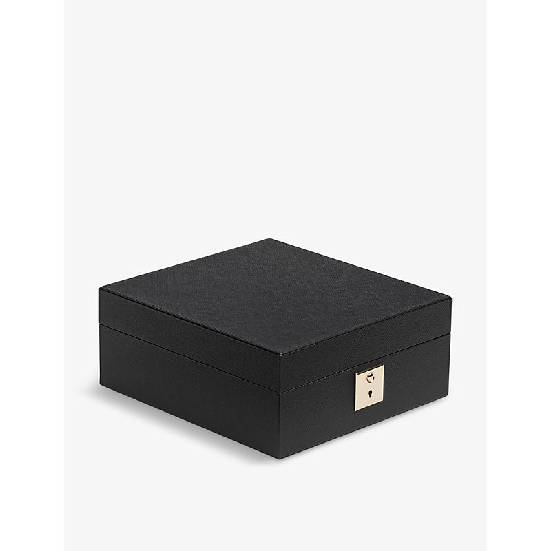 Smythson Panama lockable leather watch box