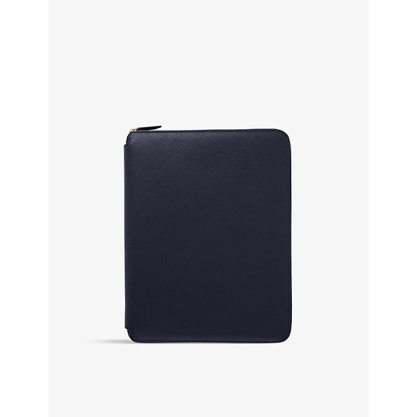 Smythson Panama zipped A4 leather writing folder 33cm x 25.5cm | Smythson