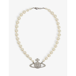 Vivienne Westwood Jewellery Bas Relief silver-tone brass, pearl and Swarovski crystal necklace