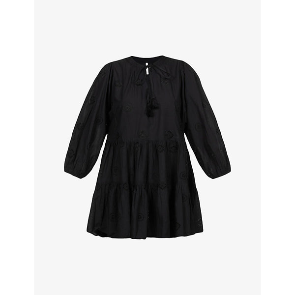 Seafolly Embroidered puff-sleeves cotton mini dress