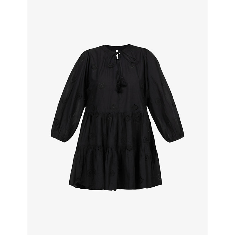 Seafolly Embroidered puff-sleeves cotton mini dress | SEAFOLLY