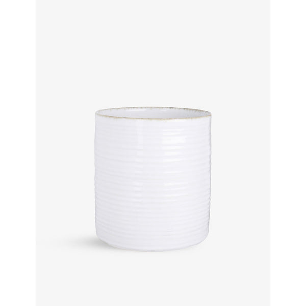 The White Company Ribbed small stone plant pot 13cm x 13cm | LYBSTORE