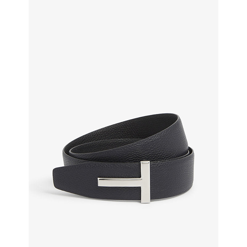  Tom Ford Reversible T logo grained-leather belt