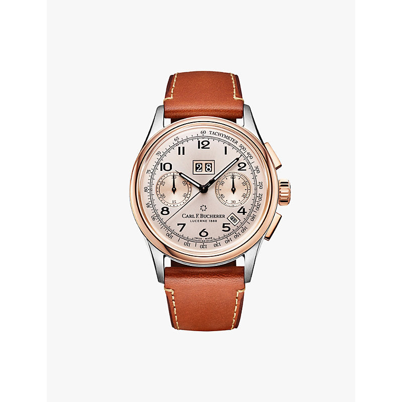 Carl F Bucherer 00.10803.07.42.01 Heritage BiCompax Annual 18ct rose gold-plated stainless-steel and leather automatic watch