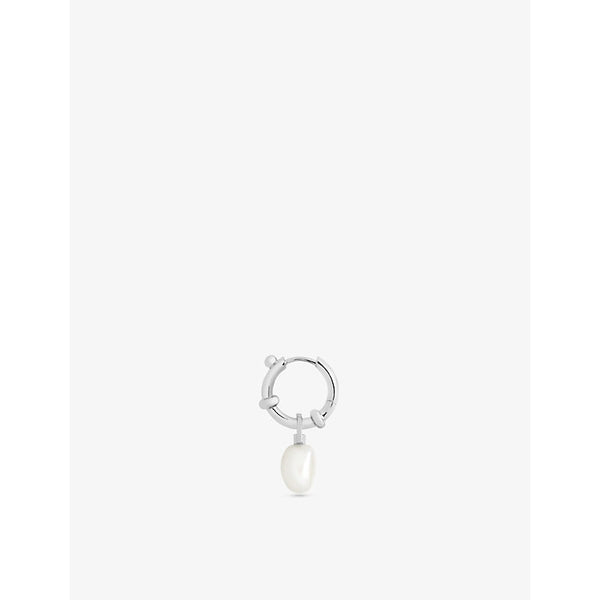 Maria Black Cha Cha rhodium-plated sterling-silver and pearl hoop earring