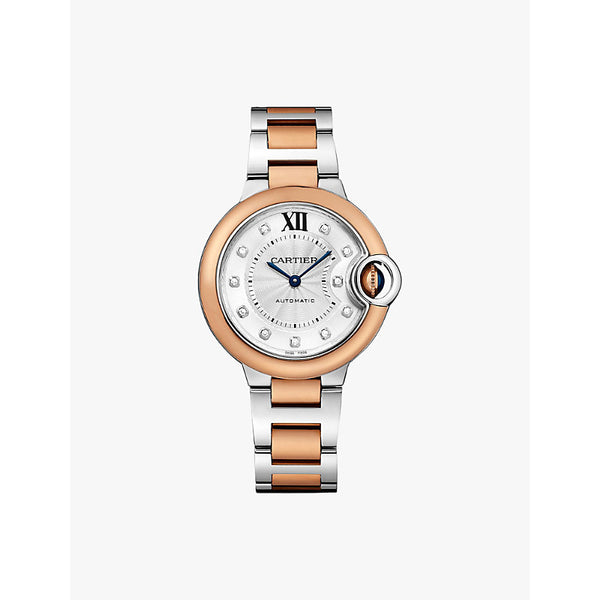 CRW3BB0021 Ballon Bleu de Cartier 18ct rose-gold, stainless-steel and 0.05ct brilliant-cut diamond automatic watch