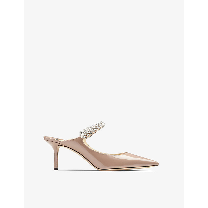 Jimmy Choo Bing 65 crystal-embellished patent-leather heeled mules | JIMMY CHOO