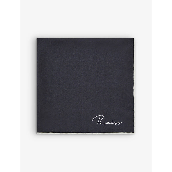 Reiss Ceremony logo-print silk pocket square