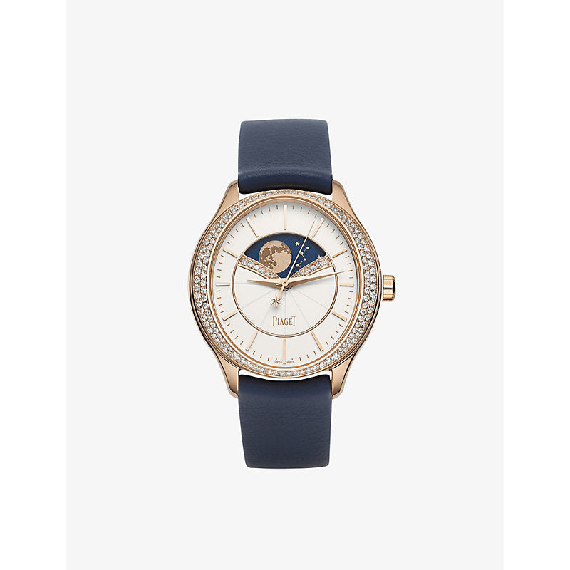 Piaget G0A40110 Limelight Stella 18ct rose-gold, 0.6ct brilliant-cut diamond and leather automatic watch