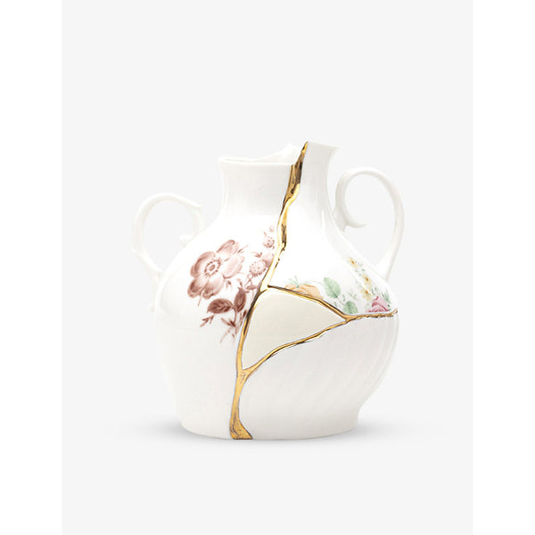 Seletti Kintsugi porcelain and gold-plated vase 18cm