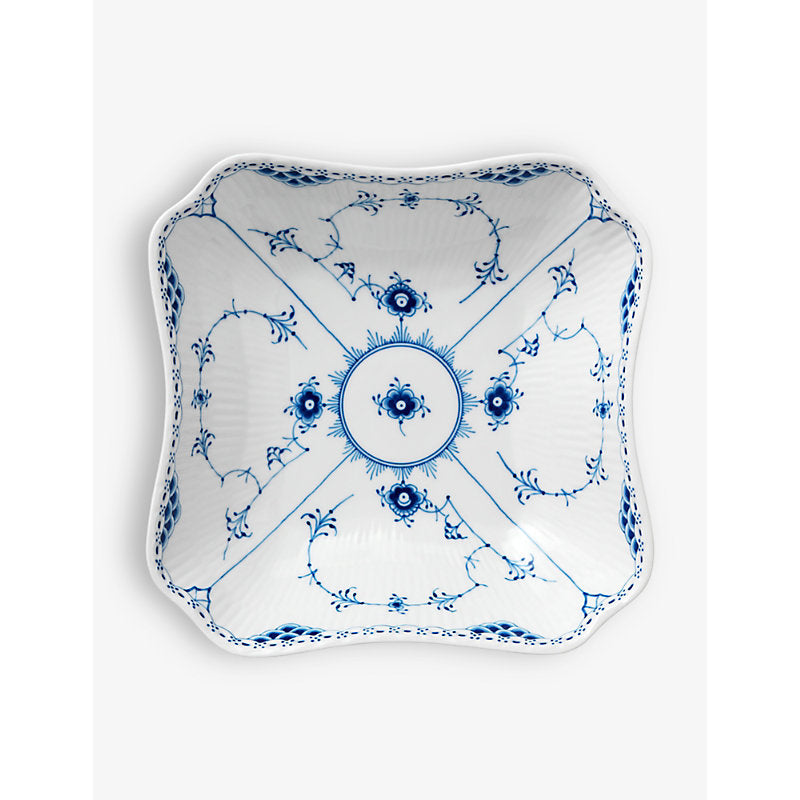 Royal Copenhagen Blue Fluted Lace square porcelain bowl 20.5cm