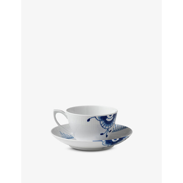 Royal Copenhagen Blue Fluted Mega Cup floral-pattern porcelain teacup and saucer 280ml