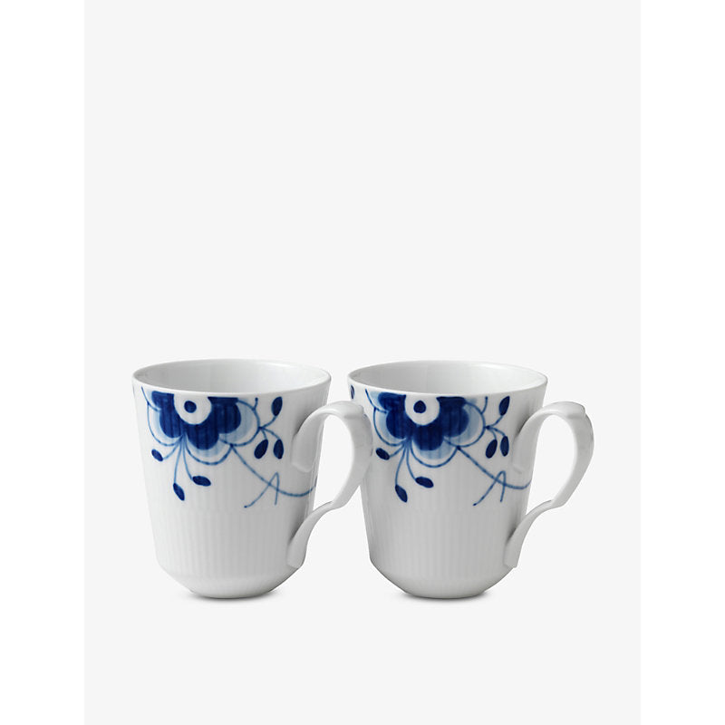 Royal Copenhagen Blue Fluted Mega floral-pattern porcelain mugs set of two