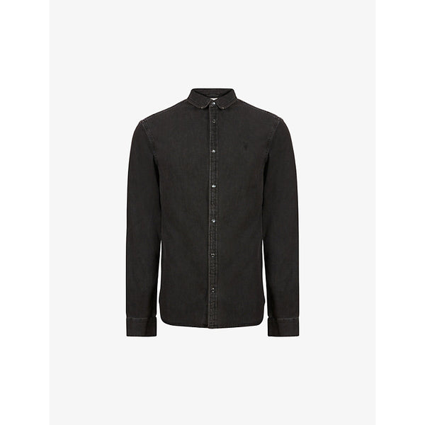  Allsaints Gleason logo-embroidered denim shirt