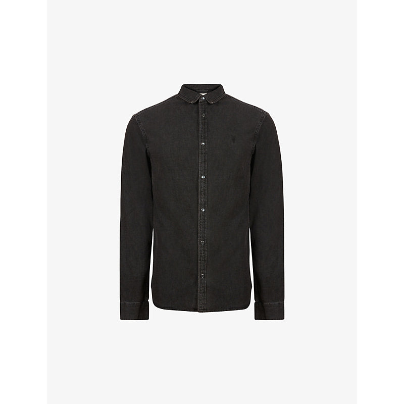  Allsaints Gleason logo-embroidered denim shirt