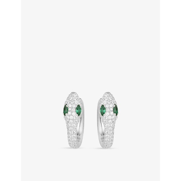  Apm Monaco Serpent white and green nano-encrusted zirconia 925 sterling silver hoop earrings