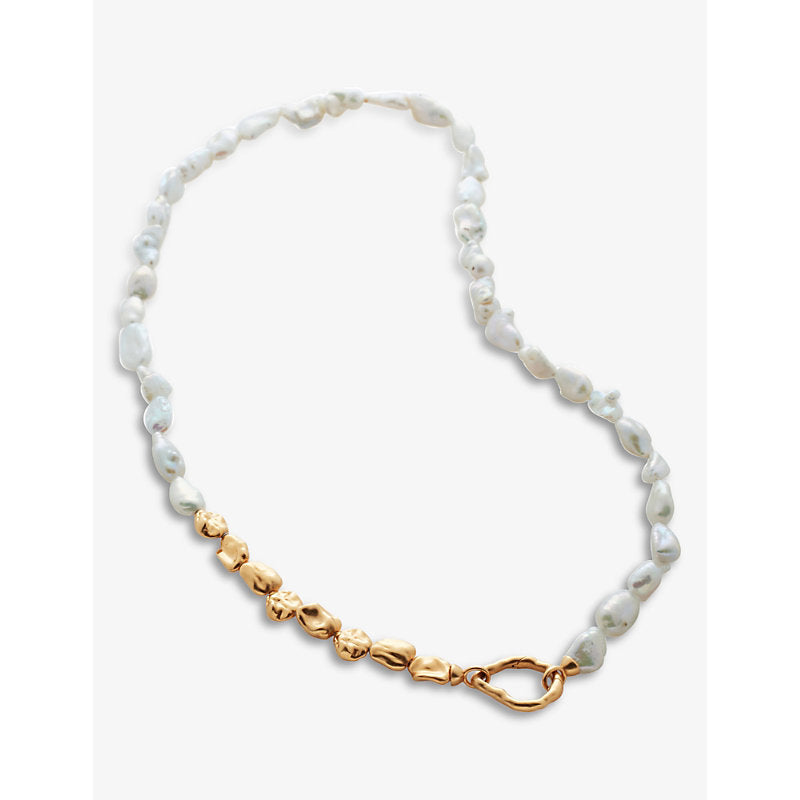 Monica Vinader Keshi 18ct recycled yellow gold-plated vermeil sterling silver and pearl necklace