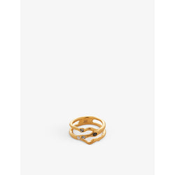 Monica Vinader Galaxy Diamond 18ct recycled yellow gold-vermeil sterling silver and 0.19ct diamond ring