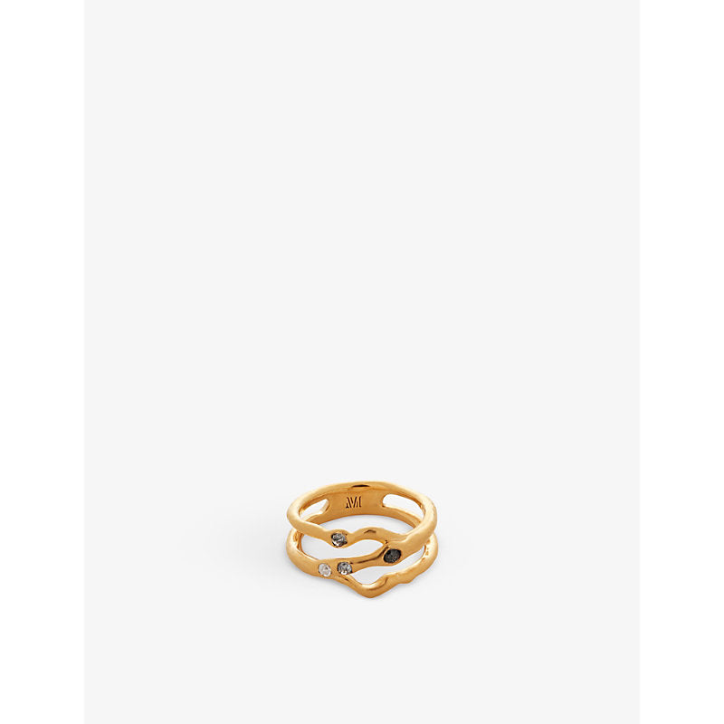 Monica Vinader Galaxy Diamond 18ct recycled yellow gold-vermeil sterling silver and 0.19ct diamond ring