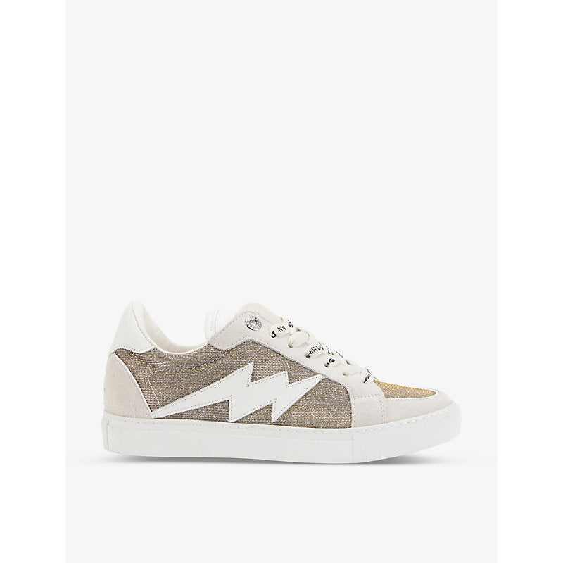 Zadig&Voltaire ZV1747 glittery suede-blend trainers