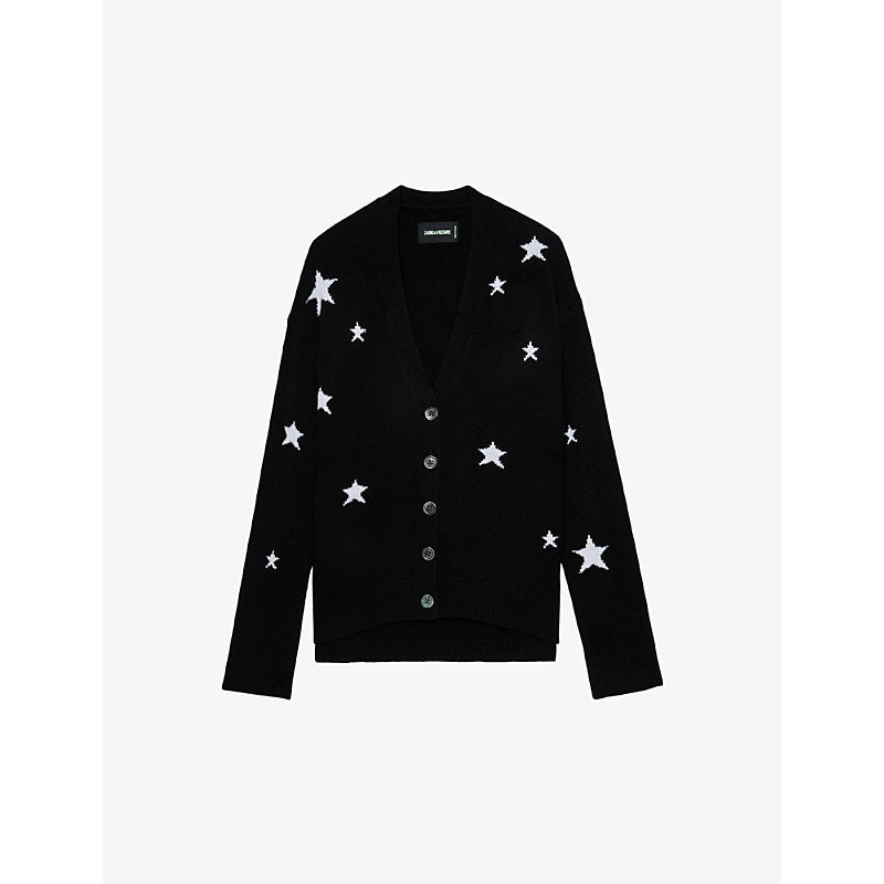  Zadig&Voltaire Mirka star-pattern cashmere cardigan