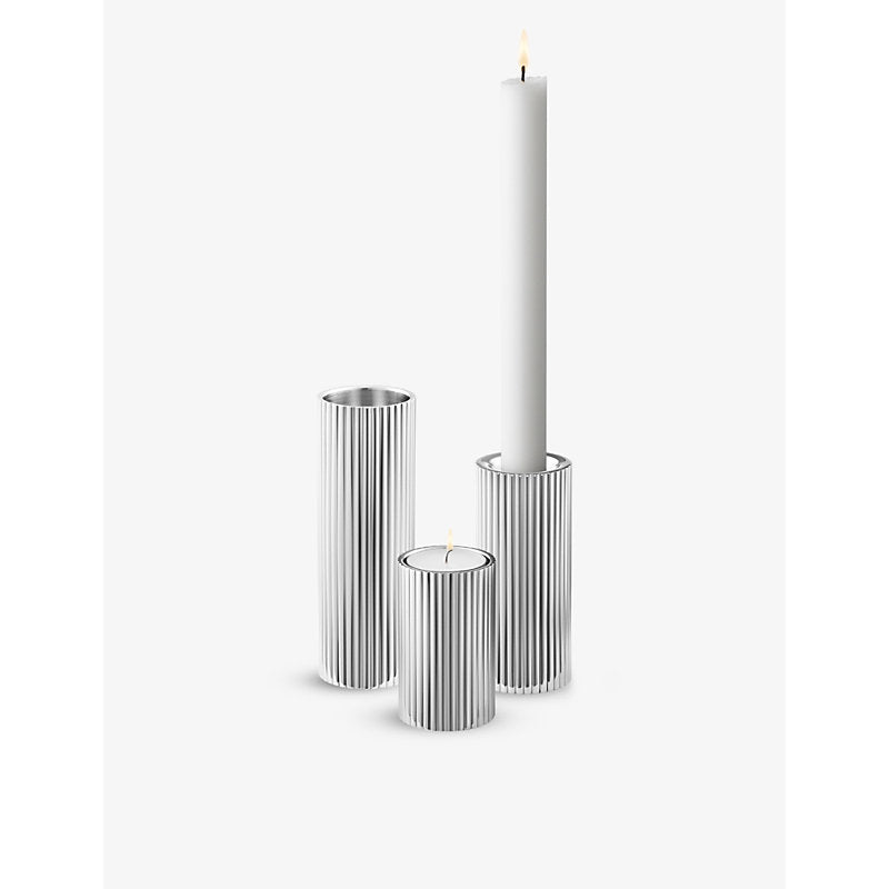 Georg Jensen Bernadotte stainless steel candle holders set of three