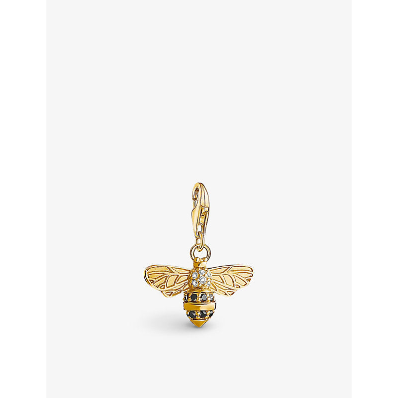 Womens Thomas Sabo Bee 18ct yellow-gold plated sterling-silver and zirconia pendant charm