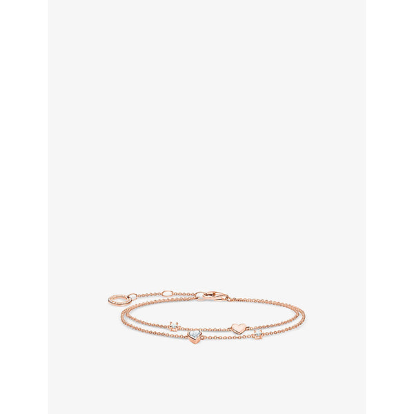  Thomas Sabo Heart-pendant 18ct rose gold-plated sterling-silver and zirconia bracelet