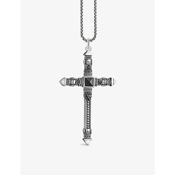  Thomas Sabo Rebel Crucifix sterling-silver and onyx pendant necklace