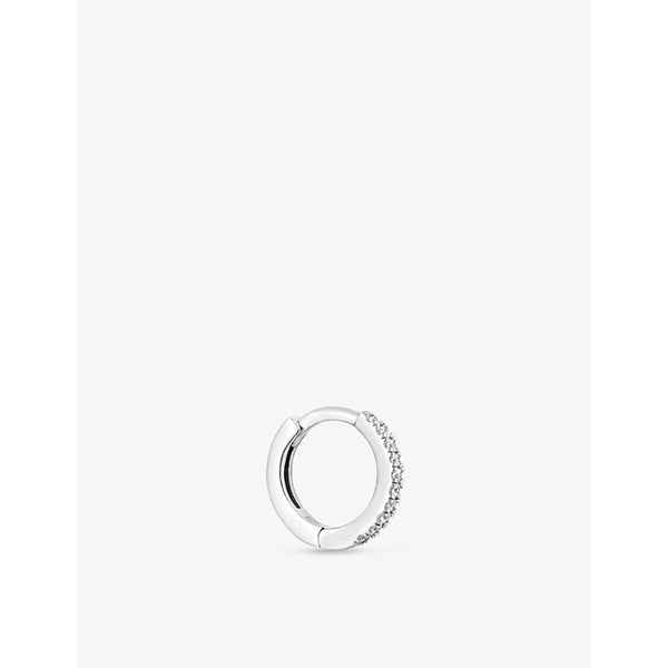 Astrid & Miyu Crystal recycled sterling silver and cubic zirconia hoop earring