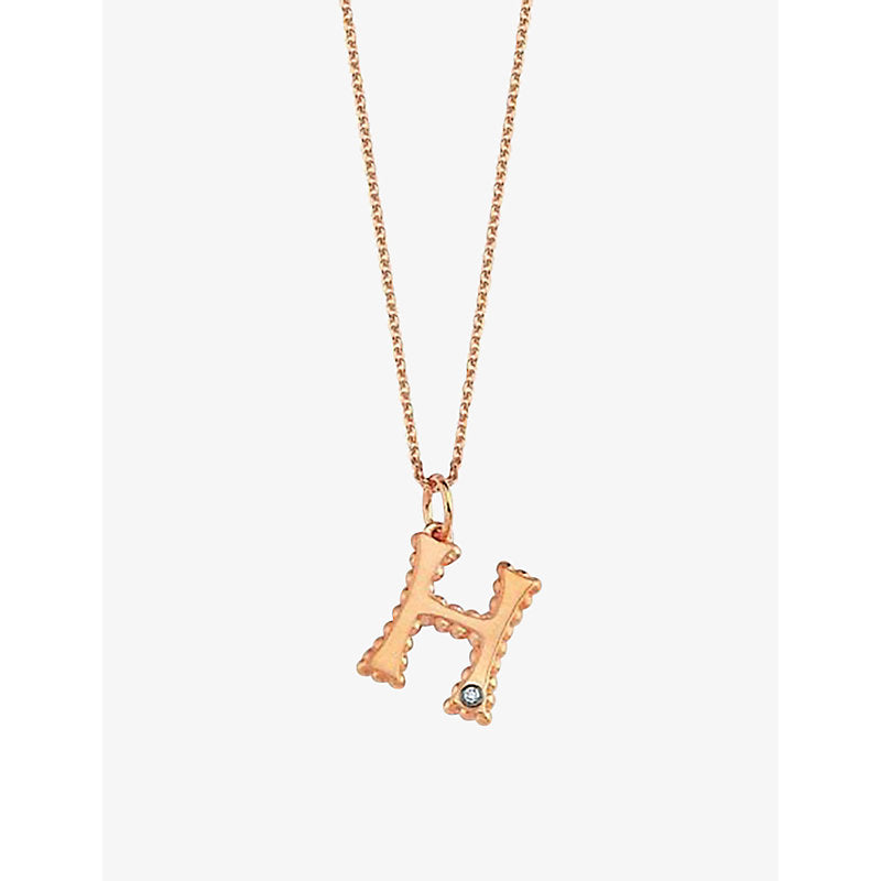 La Maison Couture x Selda 'H' Initial 14ct rose-gold and 0.01ct diamond necklace