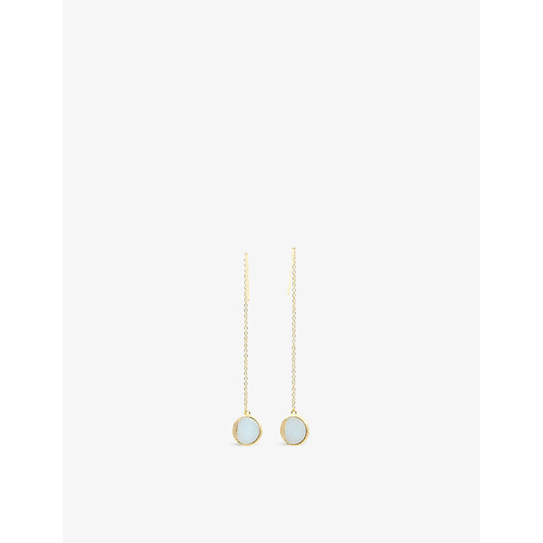 La Maison Couture NIIN LUNA 18 carat yellow gold-plated 925 sterling silver aquamarine pendant earrings