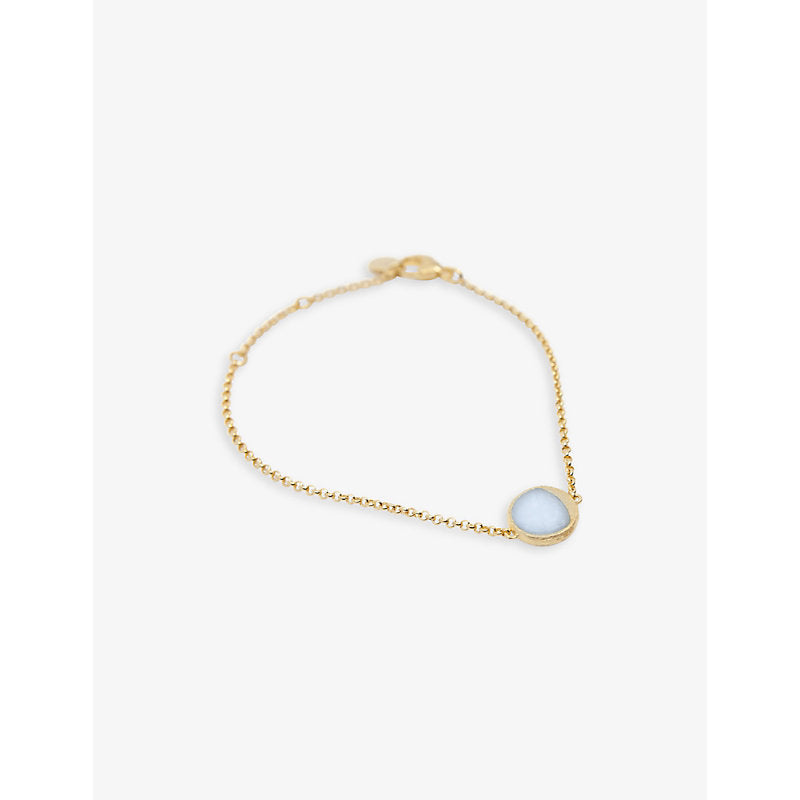  La Maison Couture NIIN LUNA Flip 18 carat yellow gold-plated 925 sterling silver aquamarine pendant bracelet