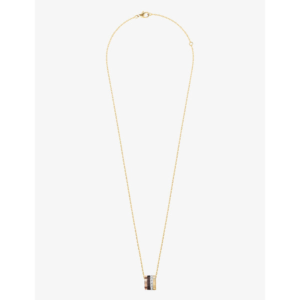 Boucheron Quatre Classique 18ct yellow-, white- brown and rose-gold and 0.24ct brilliant-cut pendant necklace