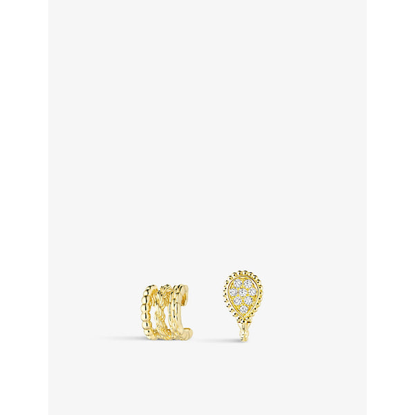 Boucheron Serpent Bohème 18ct yellow-gold and 0.13ct diamond asymmetrical clip earrings