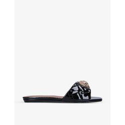  Kurt Geiger London Kensington eagle-embellished quilted patent-leather mules