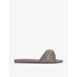  Kurt Geiger London Kensington eagle-embellished houndstooth woven mules