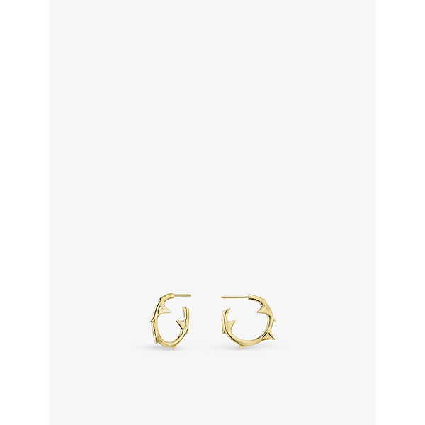  Shaun Leane Rose Thorn 18ct yellow gold-plated sterling silver vermeil hoop earrings