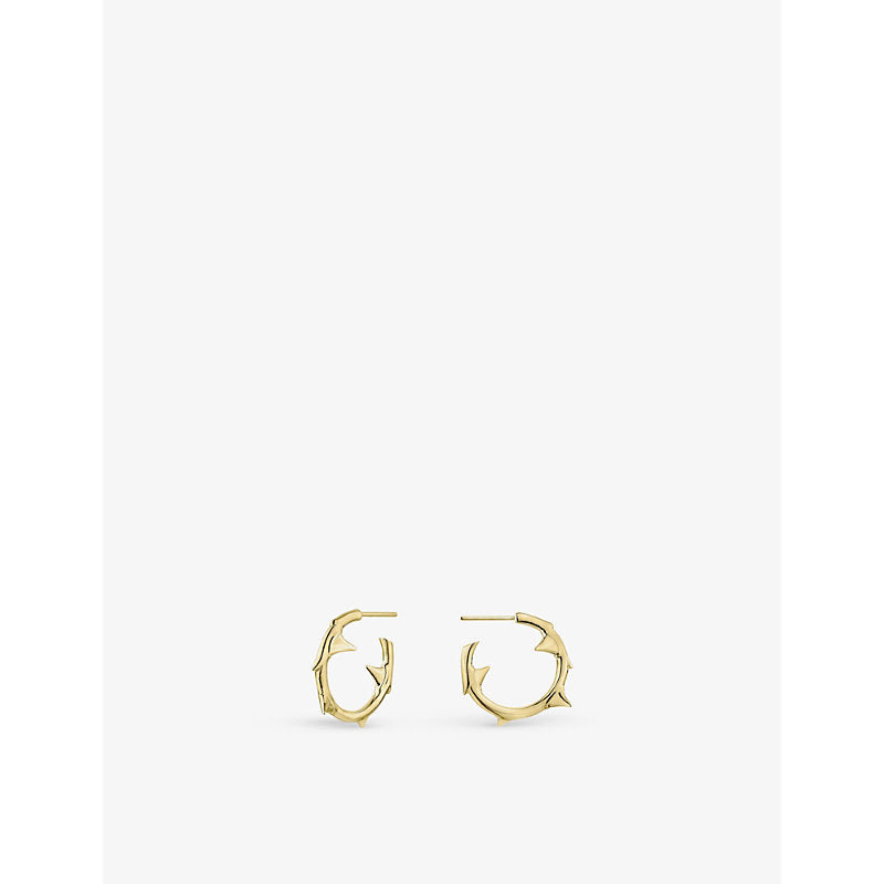  Shaun Leane Rose Thorn 18ct yellow gold-plated sterling silver vermeil hoop earrings