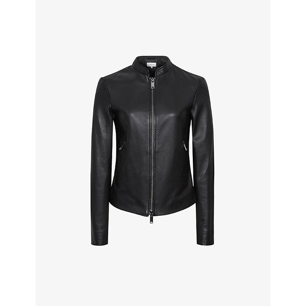 Reiss Allie slim-fit leather biker jacket