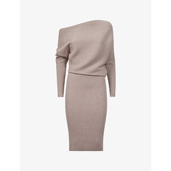  Reiss Lara off-the-shoulder stretch-knit midi dress