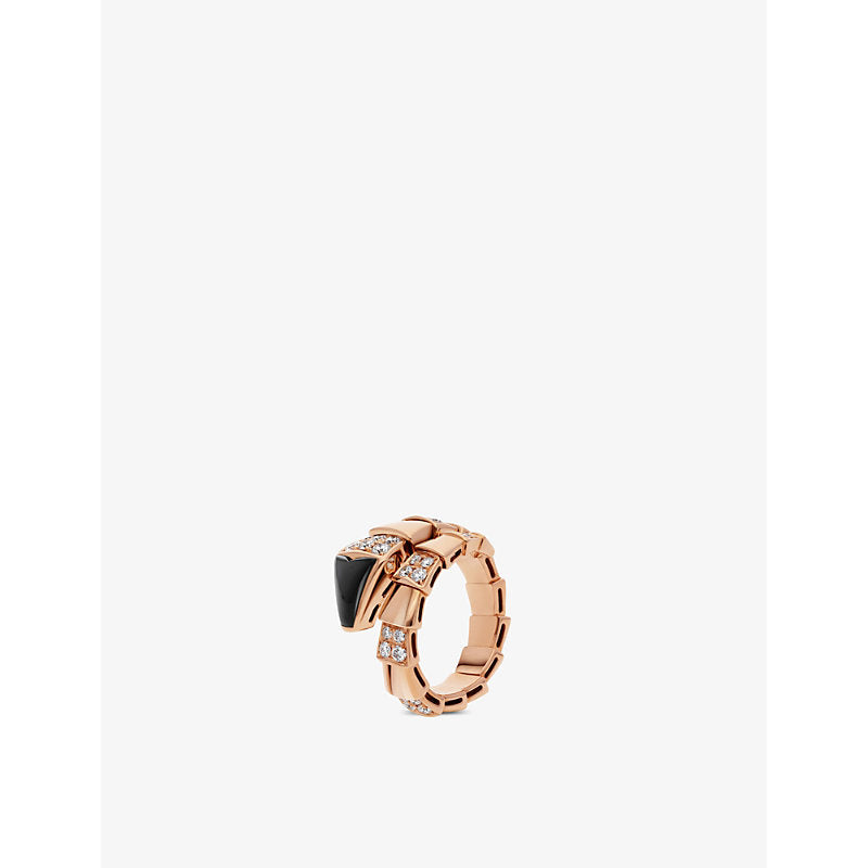 Bvlgari Serpenti Viper 18ct rose-gold, 0.75ct brilliant-cut diamond and onyx ring