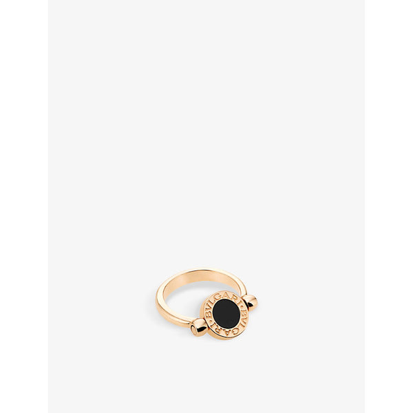 BVLGARI BVLGARI 18ct rose-gold, onyx and mother-of-pearl ring