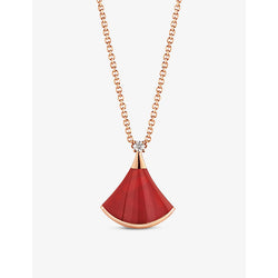 Bvlgari Divas Dream 18ct rose-gold, carnelian and 0.03ct round-cut diamond pendant necklace