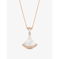 Bvlgari Diva's Dream 18ct rose gold, 0.28ct round-cut pavé diamonds and mother-of-pearl necklace