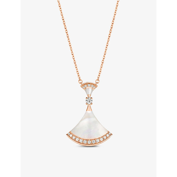 Bvlgari Diva's Dream 18ct rose gold, 0.28ct round-cut pavé diamonds and mother-of-pearl necklace